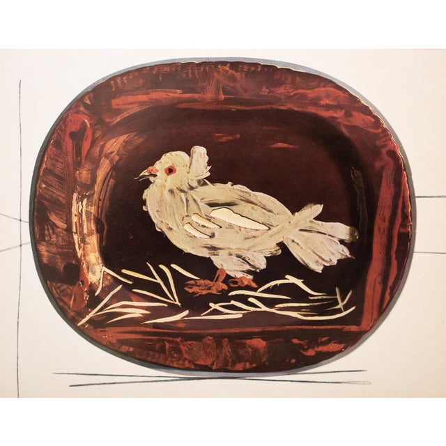 1950s 1955 Vintage Print of Picasso's Ceramic Platter, "Dove" For Sale - Image 5 of 6