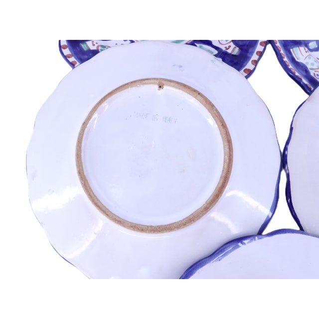 Blue Vintage Vietri Solimene Campagna Chicken Plates - Set of 6 For Sale - Image 8 of 9