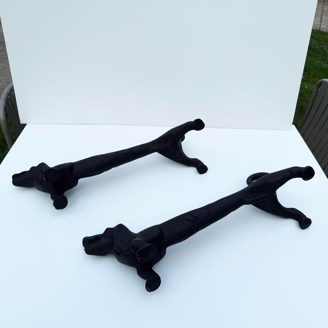 Vintage Cast Iron Dachshund Andirons For Sale - Image 12 of 12