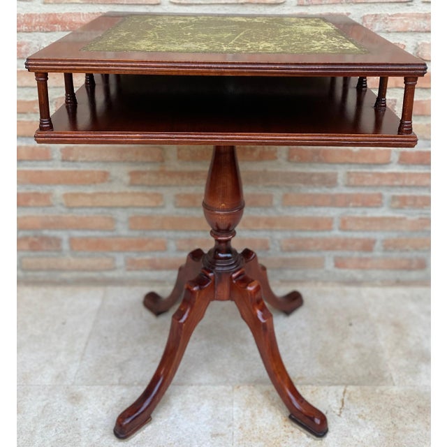 19th Century Regency Wood Game Table with Green Leather Top, 1890s For Sale - Image 11 of 18