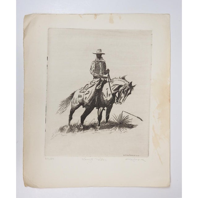 1973 Cowboy and Horse Etching For Sale - Image 4 of 4