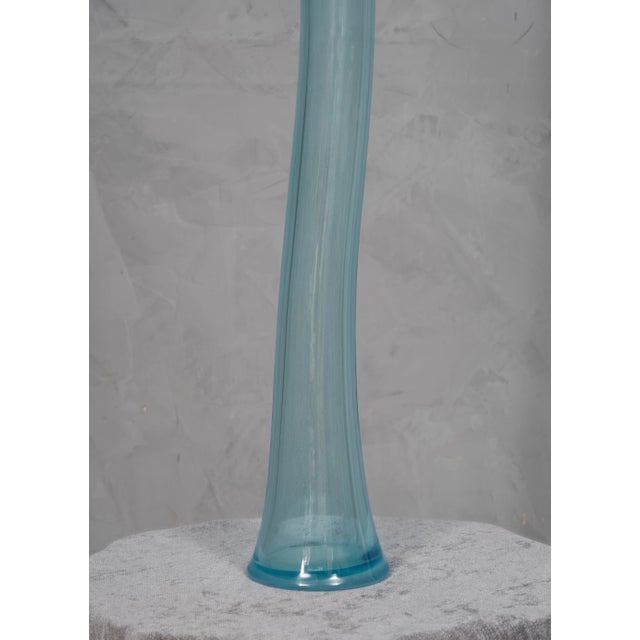 Blue Murano Art Glass Vase in Sky Blue, 1990 For Sale - Image 8 of 9