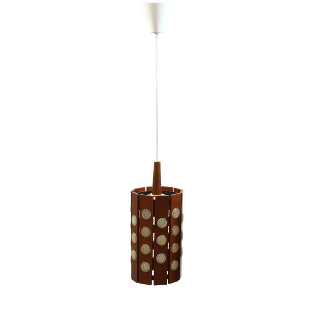 Wood Pendant Light attributed to Verner Schou, Denmark, 1960s For Sale