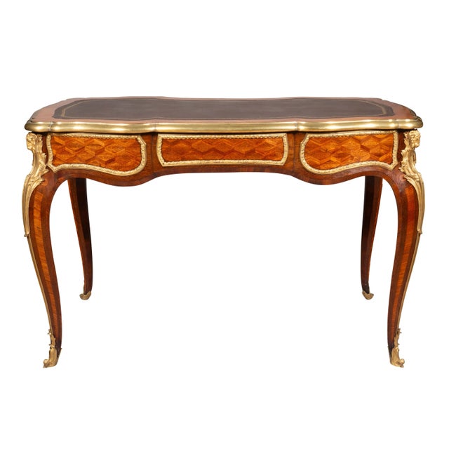 Wood Napoleon III Ormolu Mounted Tulipwood Bureau Plat Attributed To Wassmus For Sale - Image 7 of 12