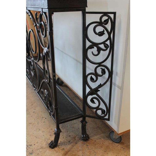 Wrought Iron and Brass Armoury Console Table Attributed to Theodore Alexander For Sale - Image 6 of 18