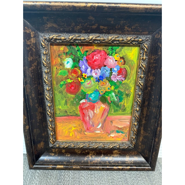 Impasto Flower Bouquet Painting, Framed For Sale In San Francisco - Image 6 of 12