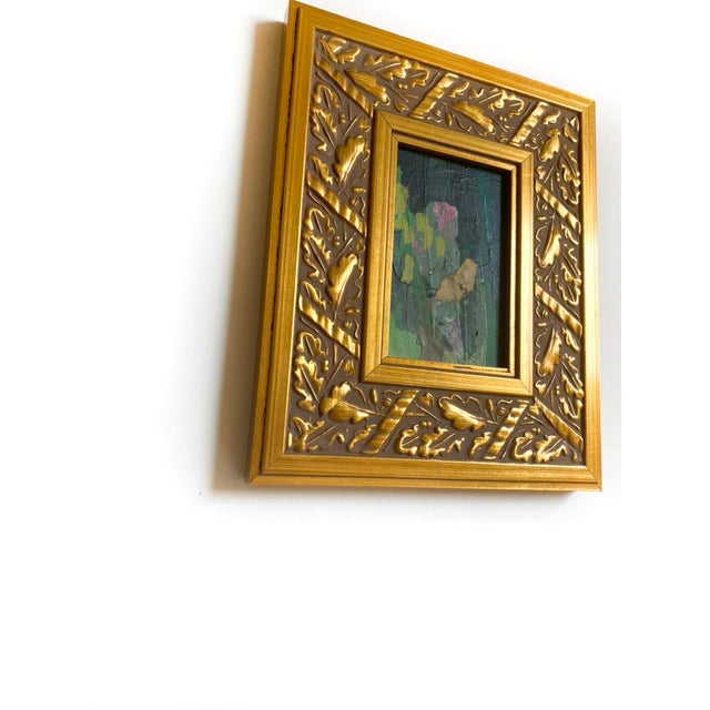 "Garden Edge" 2026 Mini Painting by Jessalin Beutler With Vintage Frame For Sale - Image 4 of 4