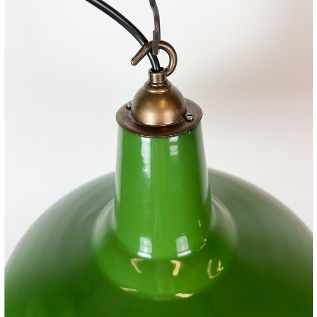 Green Industrial Green Enamel Factory Pendant Lamp from Jackson Electrical Co., 1960s For Sale - Image 8 of 18