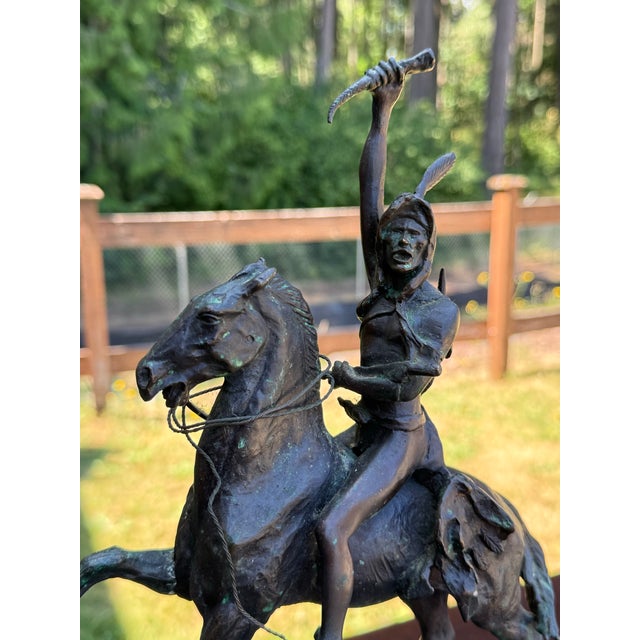 1970s 1970s Frederic Remington Bronze Indian on Horse W/Knife Signed ! For Sale - Image 5 of 8