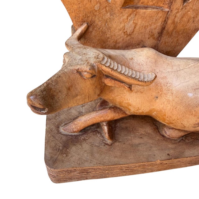 Pair of Vintage Carved Wooden Water Buffalo Bookends For Sale In New York - Image 6 of 7