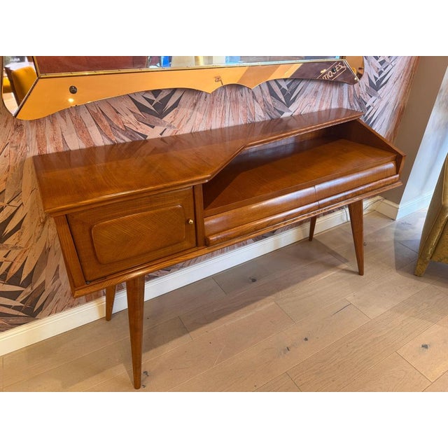 Metal Polished Walnut Console Table from Melchiorre Bega, 1950s For Sale - Image 7 of 10