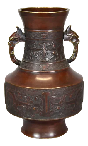 Large Antique Japanese Meiji Era Bronze Vase