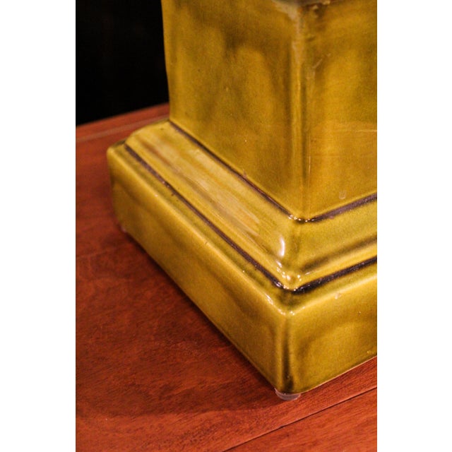 Vintage Table Lamp in Aged Green from Manises, 1950s For Sale - Image 3 of 4