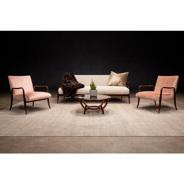 Ivory Sofa in Rosewood and Ivory Bouclé by Giuseppe Scapinelli, Brazil, 1950s - Lot 449B For Sale - Image 8 of 15