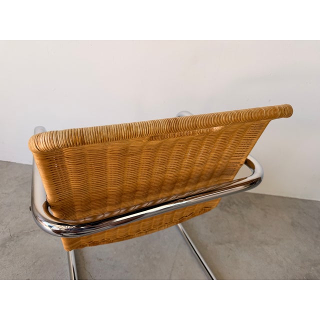 Mid Century Modern Harvey Probber Style Chrome & Cane Cantilever Arm Chairs For Sale - Image 14 of 17