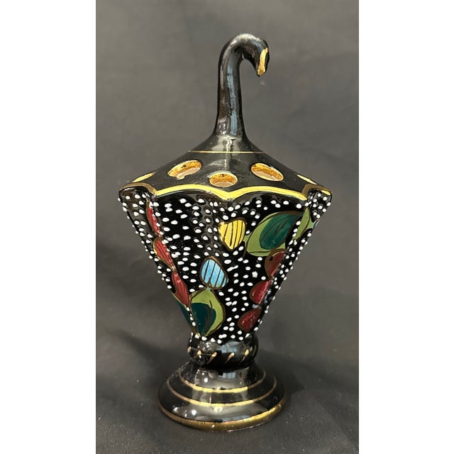 Black Vintage Italian Mid-Century Fima Deruta Black and Gold Centerpiece Desk Accessory For Sale - Image 8 of 10