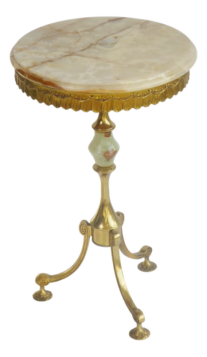 Vintage Marble Tripod Table with Brass Legs, 1960s