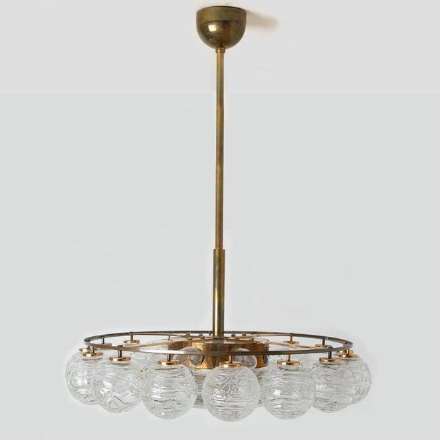 Globe Lights Wave Glass Chandelier attributed to Doria Leuchten, 1965 For Sale - Image 3 of 16