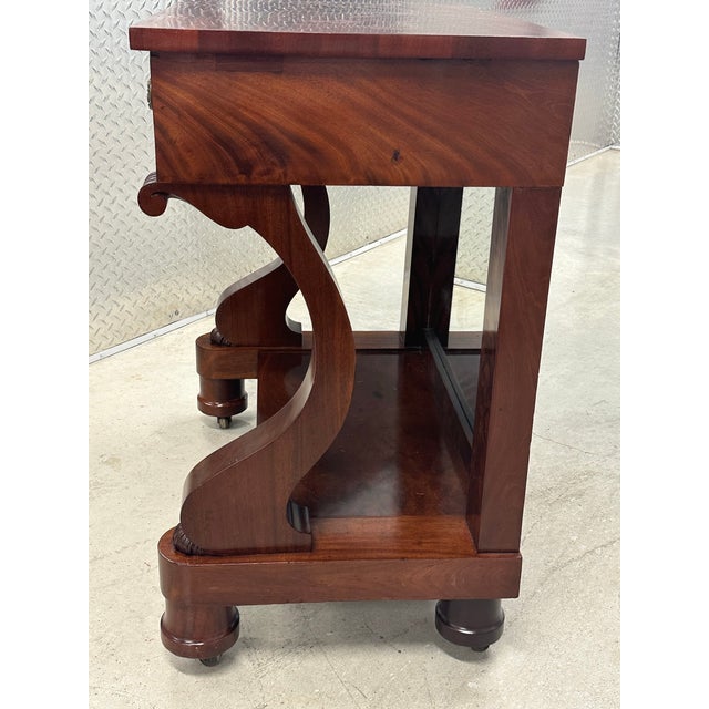 Antique French Empire Style Flame Mahogany Console Table With Mirror. For Sale - Image 11 of 12