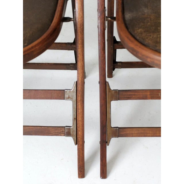 Early 20th Century Antique Wooden Folding Chairs Pair For Sale - Image 5 of 13