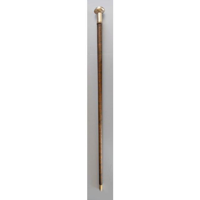 Brown Antique English Brass & Walnut Walking Stick Cane For Sale - Image 8 of 8