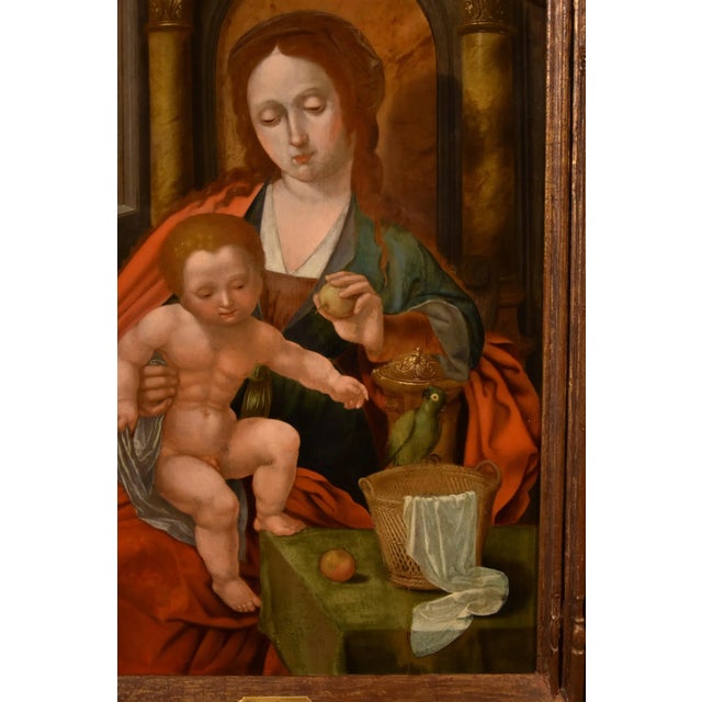 Follower of Maestro Del Pappagallo, Madonna, 1600, Oil on Board, Framed For Sale - Image 6 of 17