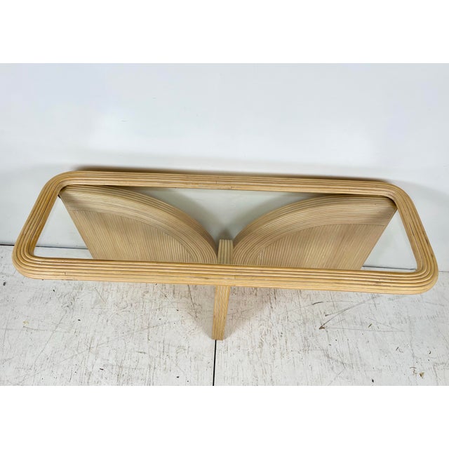Late 20th Century Vintage Pencil Reed Rattan Arch Console Table For Sale - Image 5 of 12