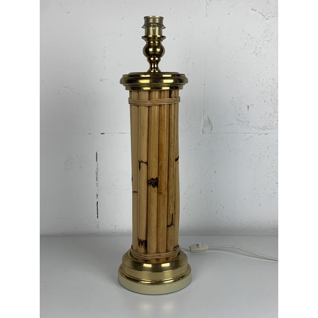 Mid-Century Modern Mid-Century Bamboo and Brass Large Mushroom Table Lamp by Leola, 1960s For Sale - Image 3 of 15