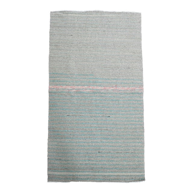 1970s Vintage Handmade Wool Cotton Beige Runner Rug For Sale