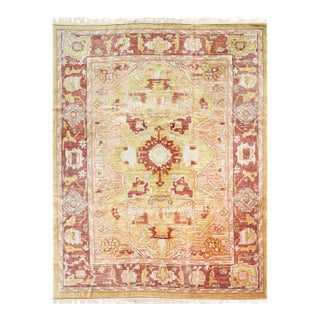 Tribal Room Size Turkish Agora Oushak Design Gold Hand-Knotted Mohair Rug Carpe For Sale