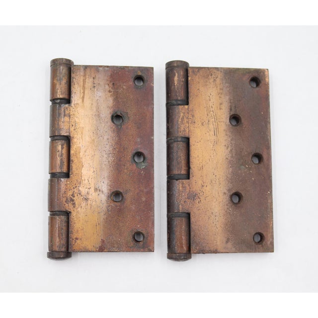 Pair of Vintage 5 X 5 In. Steel Door Hinges For Sale - Image 4 of 4