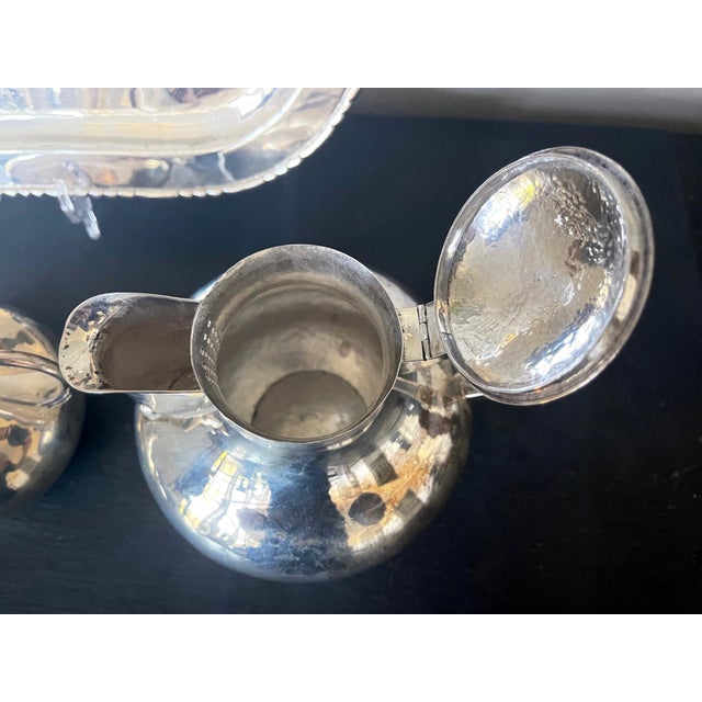 Mexican Modernistic Sterling Silver Tea Coffee Set by Hector Aguilar For Sale - Image 4 of 18