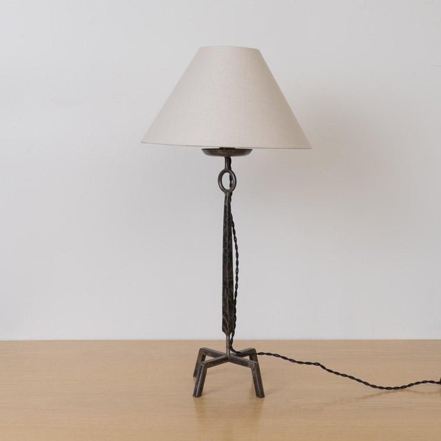1930s 1930s French Tall Iron Brutalist Table Lamp For Sale - Image 5 of 13