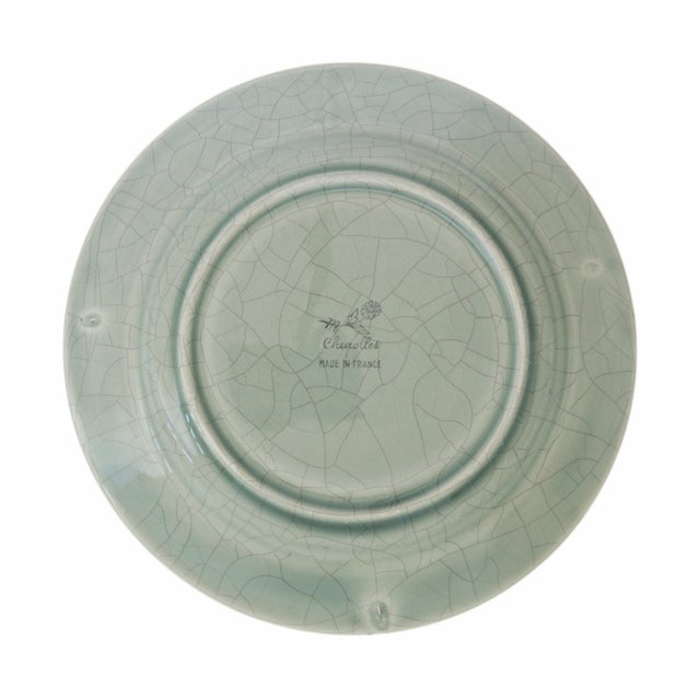 Mid 20th Century French Faience Celadon Vintage Plate Set of 4 Charolles France For Sale - Image 4 of 6
