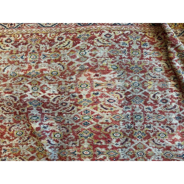 Antique Worn Out 12' X 12' Greenisg Gray Persian Mahal Rug For Sale - Image 4 of 11
