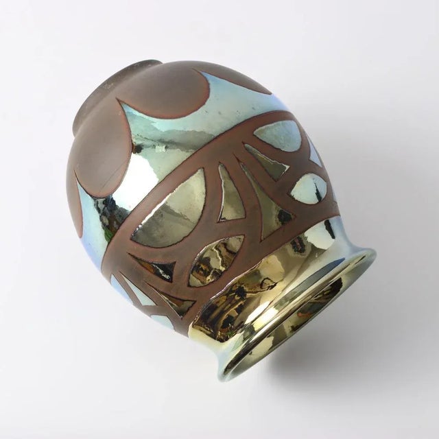Brown French Art Deco Metallic Glaze Vase, 1930s For Sale - Image 8 of 10