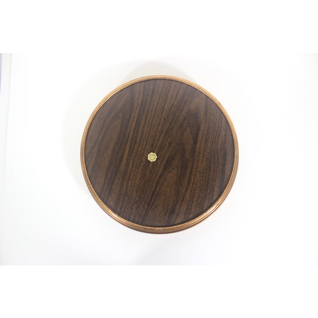 Mid 20th Century Vintage 13” Round Copper Gallery Tray, Danish Modern, Mid Century, Patina, Made in Usa Coppercraft Guild Mid Century Modern MCM Drinks For Sale - Image 5 of 9