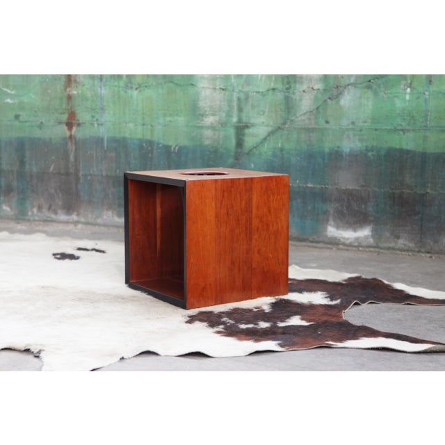1980s Danish Modern Gentry 86 Peter Hvidt Style Teak Cube Base Glass Table For Sale - Image 15 of 16