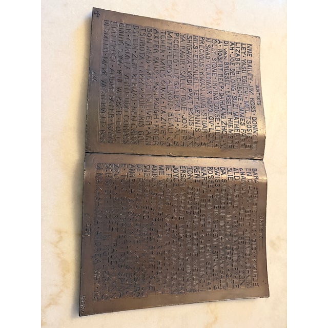 1990s Name Recognition Bronze Open Book Sculpture by Herbert Simon, Ca. 1995 For Sale - Image 5 of 17
