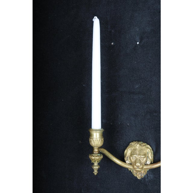 20th Century Lion Wall Sconces in Gilt Brass, Set of 2 For Sale - Image 4 of 11