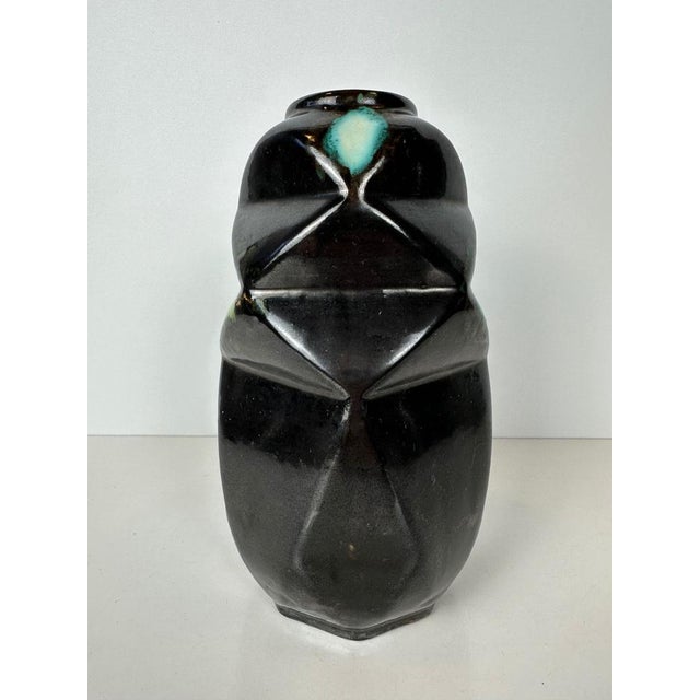 Black Art Deco Vase in Ceramic, 1920s For Sale - Image 8 of 13