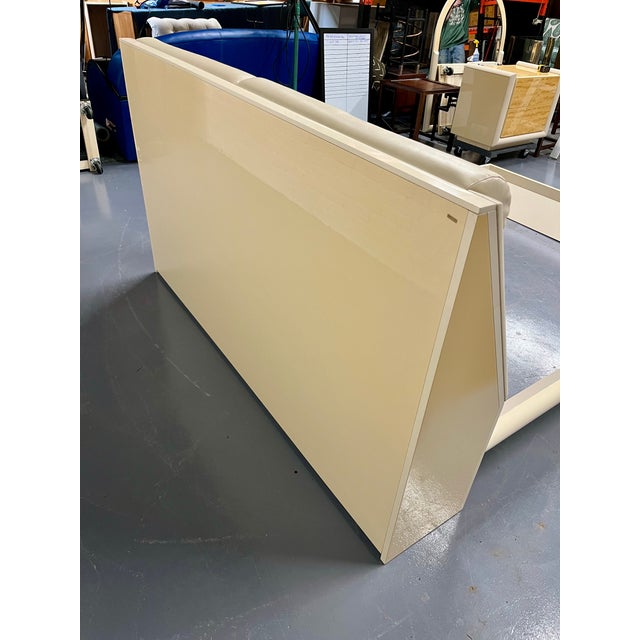 Tan Giorgio Collection Burled Satinwood & Leather Queen Bed For Sale - Image 8 of 9