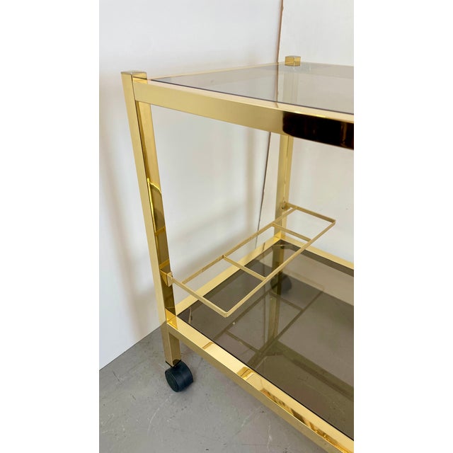 Metal Hollywood Regency Gold Bar Cart, 1980s For Sale - Image 7 of 15