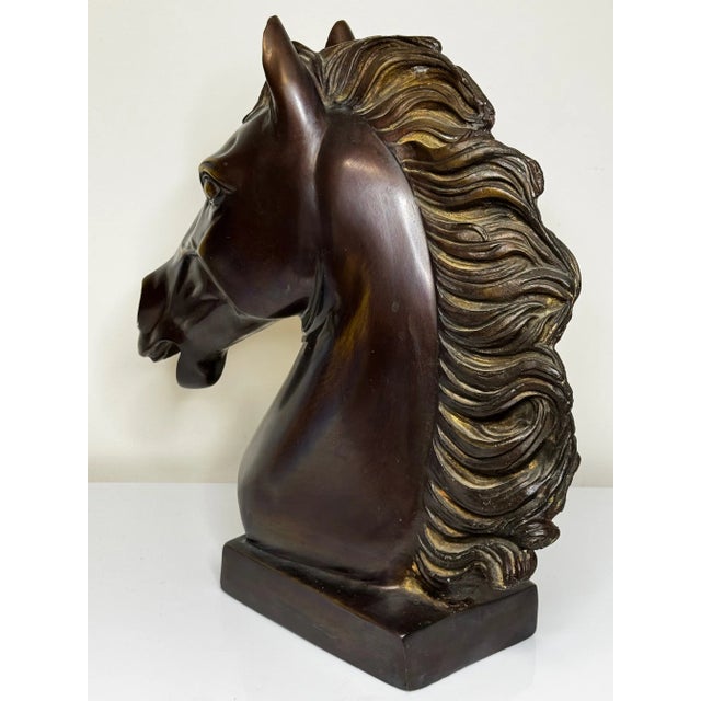 1950s Mid-Century Italian Expressive Bronze Horse Head Sculpture C1950 After Raffaello Romanelli For Sale - Image 5 of 16