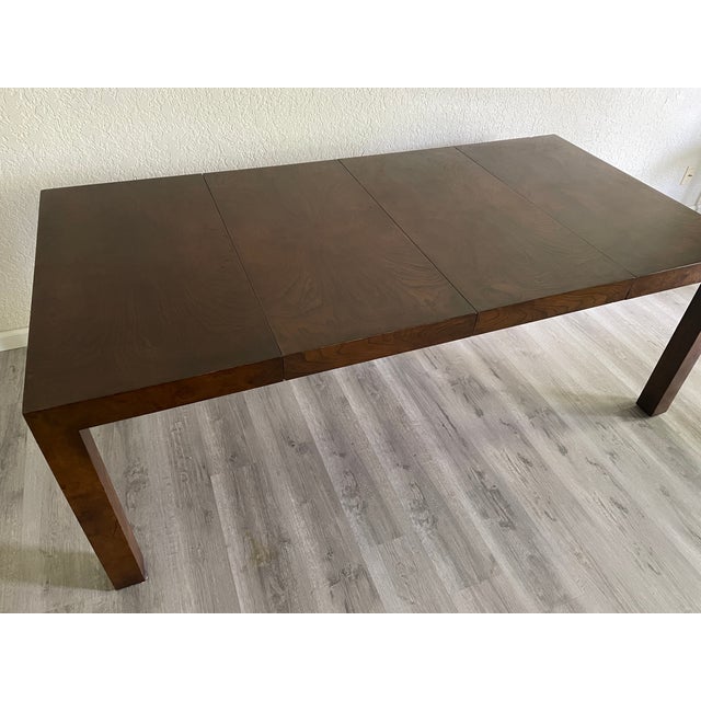Milo Baughman 1970s Attributed to Milo Baughman for Thayer Coggin Monumental Burl Dining Table For Sale - Image 4 of 12
