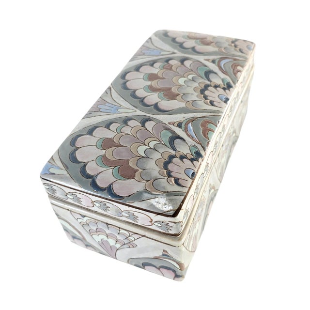 Chinese Chinese Peacock Porcelain Box Large Raised Motif 3-D 8.5" For Sale - Image 3 of 12