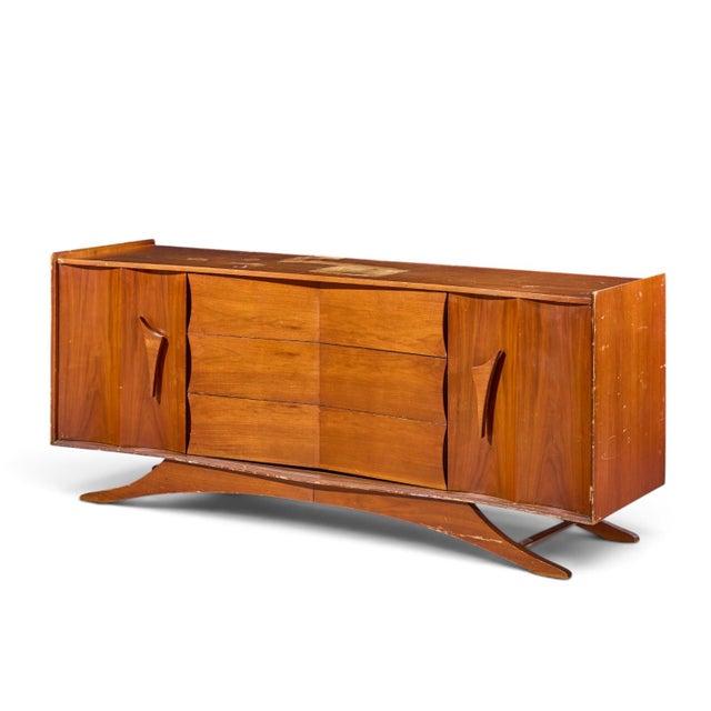 Mid-Century Modern Vladimir Kagan Style Mid Century Walnut Lowboy Dresser For Sale - Image 3 of 9