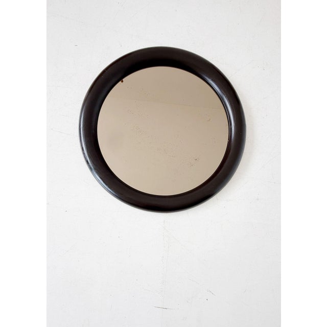 1960s Round Mirror with Wooden Frame, 1960s For Sale - Image 5 of 5