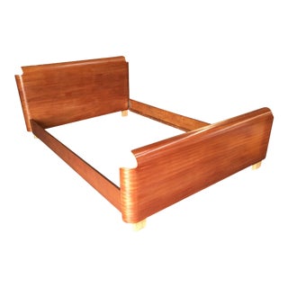 Mid Century Herman Miller DCW Style Molded Mahogany Plywood Full Size Bed Frame For Sale