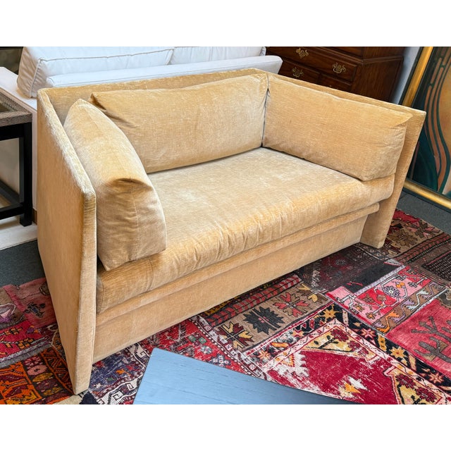 Design Plus Gallery presents the Angled Sofa by John Salandino for Baker Furniture. Fantastic shelter sofa with angled...